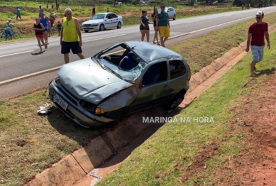 foto de Urgente - motorista é ejetado durante capotamento na BR-376 em Mandaguaçu