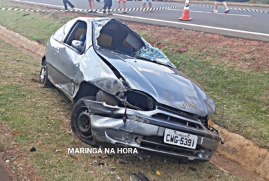 foto de Urgente - motorista é ejetado durante capotamento na BR-376 em Mandaguaçu