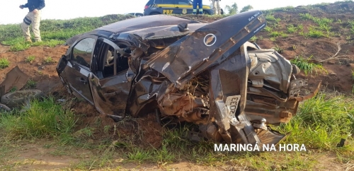 foto de Milagre - Mãe e filha sobrevivem a capotamento violento na BR-376 entre o Distrito de Iguatemi e Mandaguaçu