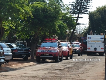 foto de Incêndio de grandes proporções em fábrica de borracha em Maringá 