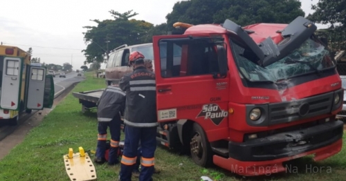 Motorista de caminhão ao desviar de cachorro sofre grave acidente na BR-376 em Iguatemi