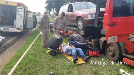 foto de Motorista de caminhão ao desviar de cachorro sofre grave acidente na BR-376 em Iguatemi