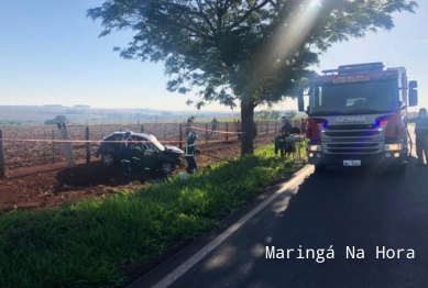 foto de Motorista fica gravemente ferido ao bater em árvore na região de Maringá