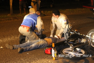 foto de Batida violenta envolvendo duas motocicletas no Parque dos Cerealistas, em Maringá