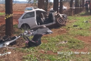 foto de Ao desviar de buraco professora bate carro em micro-ônibus e morre na na rodovia entre Marialva e o Distrito de Aquidaban