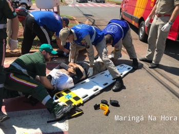 foto de Motociclista bate em placa de sinalização após acidente em Maringá 