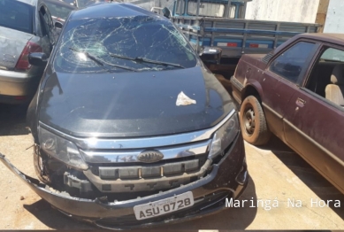 foto de Carro carregado com meia tonelada de maconha capota entre Castelo Branco e São Jorge do Ivaí