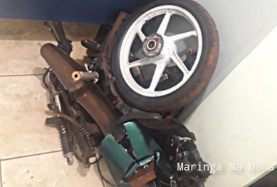 foto de Moto furtada em Maringá é localizada pela PM em oficina de Paiçandu, dois foram presos