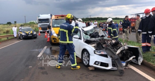 Acidente com morte envolvendo caminhão e carro em Marialva