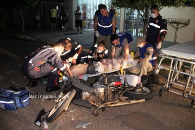 foto de Motociclista fica gravemente ferido após bater moto em traseira de carro em Maringá