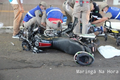 foto de Acidente com carro de luxo deixa casal de motociclista com ferimentos graves em Maringá