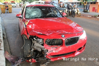 foto de Acidente com carro de luxo deixa casal de motociclista com ferimentos graves em Maringá