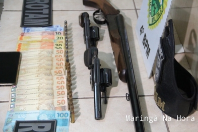 foto de Jovem é preso com três armas de fogo, munições e R$ 794 em dinheiro, em Maringá