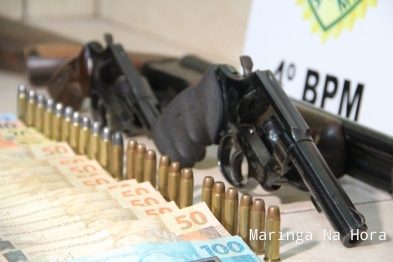 foto de Jovem é preso com três armas de fogo, munições e R$ 794 em dinheiro, em Maringá