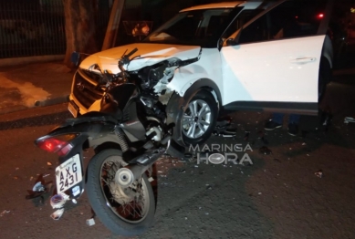 foto de Motociclista fica ferido após bater de frente com carro em Maringá