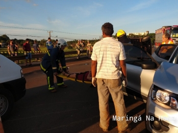 foto de Engavetamento envolvendo 6 veículos seguido de tombamento deixa casal de idosos feridos entre Paiçandu e Maringá