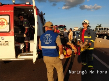 foto de Engavetamento envolvendo 6 veículos seguido de tombamento deixa casal de idosos feridos entre Paiçandu e Maringá