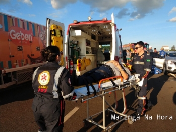 foto de Engavetamento envolvendo 6 veículos seguido de tombamento deixa casal de idosos feridos entre Paiçandu e Maringá