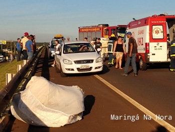 foto de Engavetamento envolvendo 6 veículos seguido de tombamento deixa casal de idosos feridos entre Paiçandu e Maringá