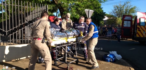 foto de Casal fica gravemente ferido após acidente de moto e caminhão em Maringá