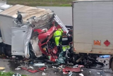 foto de Tragédia - Acidente entre 4 caminhões e um carro deixa pelo menos quatro mortos no Paraná