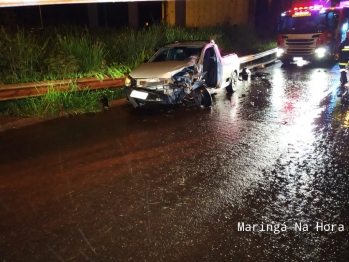 foto de Motorista é socorrido em estado grave após colisão frontal na marginal do Contorno Norte de Maringá