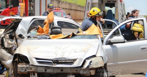 Bebê tem traumatismo craniano após colisão traseira no Contorno Norte de Maringá