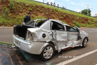 foto de Bebê tem traumatismo craniano após colisão traseira no Contorno Norte de Maringá