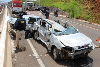 foto de Bebê tem traumatismo craniano após colisão traseira no Contorno Norte de Maringá