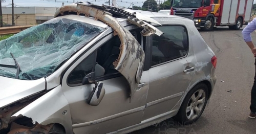 Jovem perde controle de veículo e capota na rodovia entre Paiçandu e Maringá