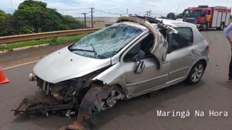 foto de Jovem perde controle de veículo e capota na rodovia entre Paiçandu e Maringá