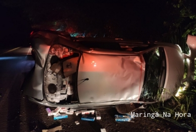 foto de Contrabandista de cigarros morre após capotar carro na PR-323