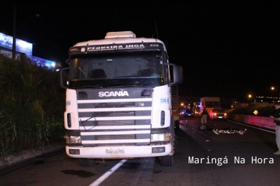 foto de Motociclista morre ao bater em carreta quebrada no Contorno Norte de Maringá