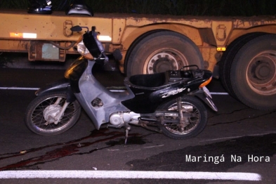 foto de Motociclista morre ao bater em carreta quebrada no Contorno Norte de Maringá