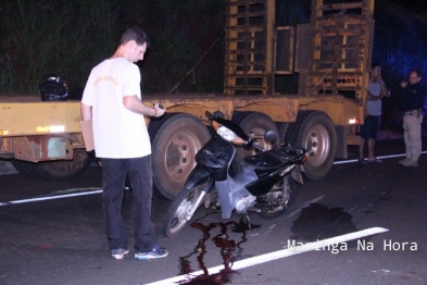 foto de Motociclista morre ao bater em carreta quebrada no Contorno Norte de Maringá