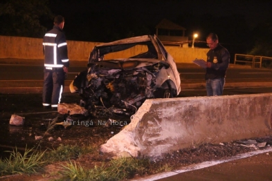 foto de Carro explode e motorista morre carbonizado após batida em Maringá