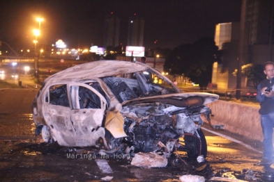 foto de Carro explode e motorista morre carbonizado após batida em Maringá