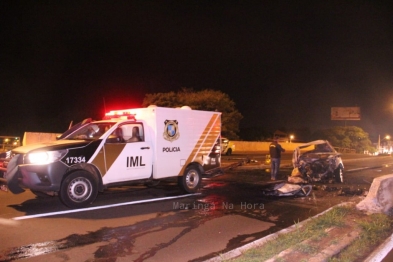 foto de Carro explode e motorista morre carbonizado após batida em Maringá