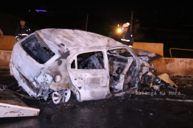 foto de Carro explode e motorista morre carbonizado após batida em Maringá