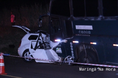 foto de Acidente entre ônibus e carro deixa 4 mortos na PR-317 entre as cidades de Maringá e Iguaraçu