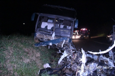 foto de Acidente entre ônibus e carro deixa 4 mortos na PR-317 entre as cidades de Maringá e Iguaraçu