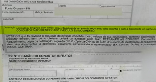 Em Ponta Grossa, motorista é multada por comer coxinha enquanto dirige