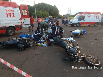 foto de Colisão entre motos deixa homem gravemente ferido em Maringá