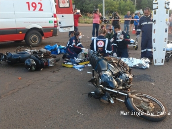 foto de Colisão entre motos deixa homem gravemente ferido em Maringá