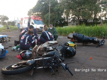 foto de Colisão entre motos deixa homem gravemente ferido em Maringá