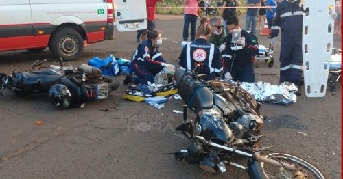 Colisão entre motos deixa homem gravemente ferido em Maringá