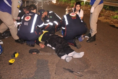 foto de Colisão frontal entre carro e motocicleta deixa jovem gravemente ferido em Maringá