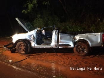 foto de Casal fica ferido após caminhonete bater contra árvore na PR-323