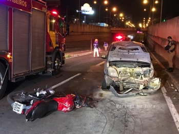 foto de Motorista invade pista contrária da Avenida Colombo, atropela casal que ocupavam uma motocicleta em Maringá