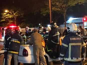 foto de Colisão frontal entre veículos deixa duas pessoas gravemente feridos no Contorno Sul de Maringá